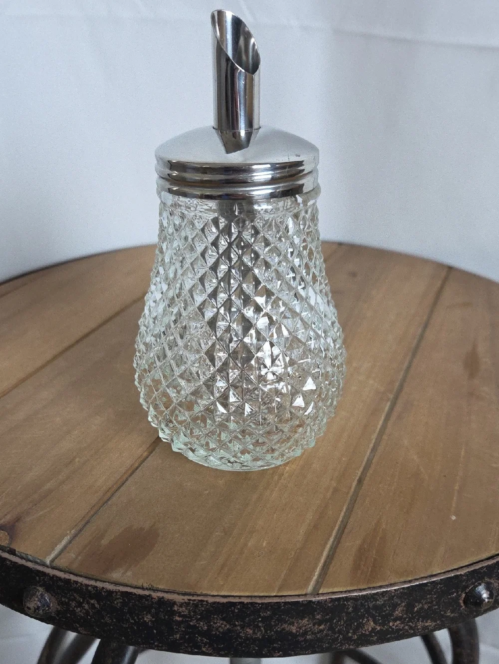 Clear Glass Sugar Dispenser with Silver Lid